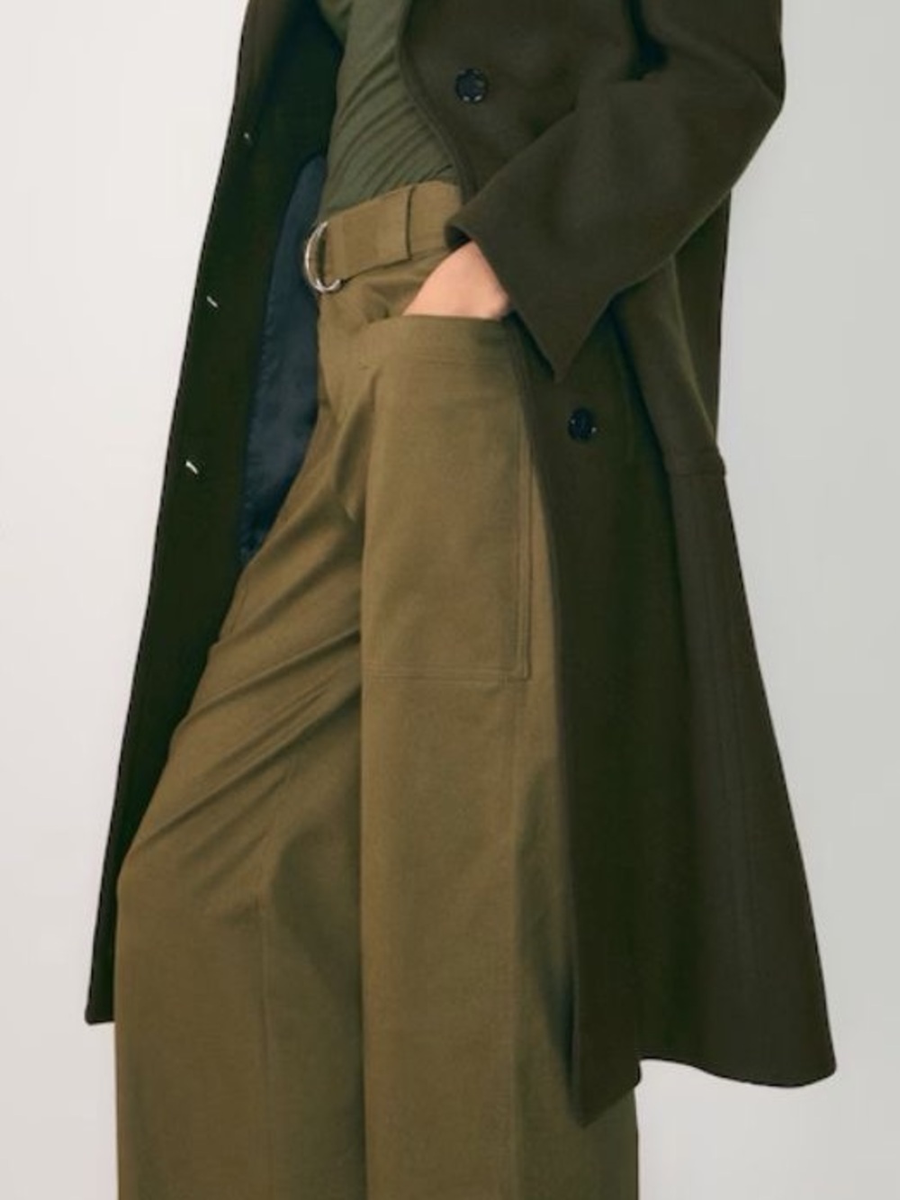 Olive Green Unlined Trench Coat - Picture 3 of 9